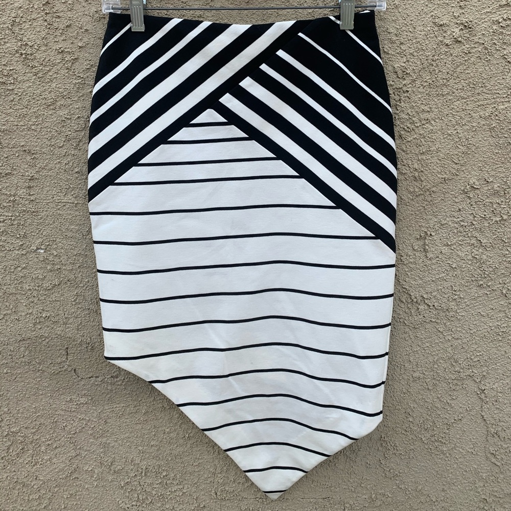 Bec & Bridge Asymmetric Striped Pencil Skirt